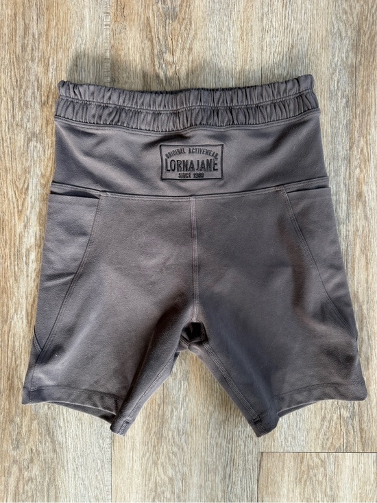 Lorna Jane Pants - Lorna Jane Black High-Waist Bike Shorts with Logo Patch